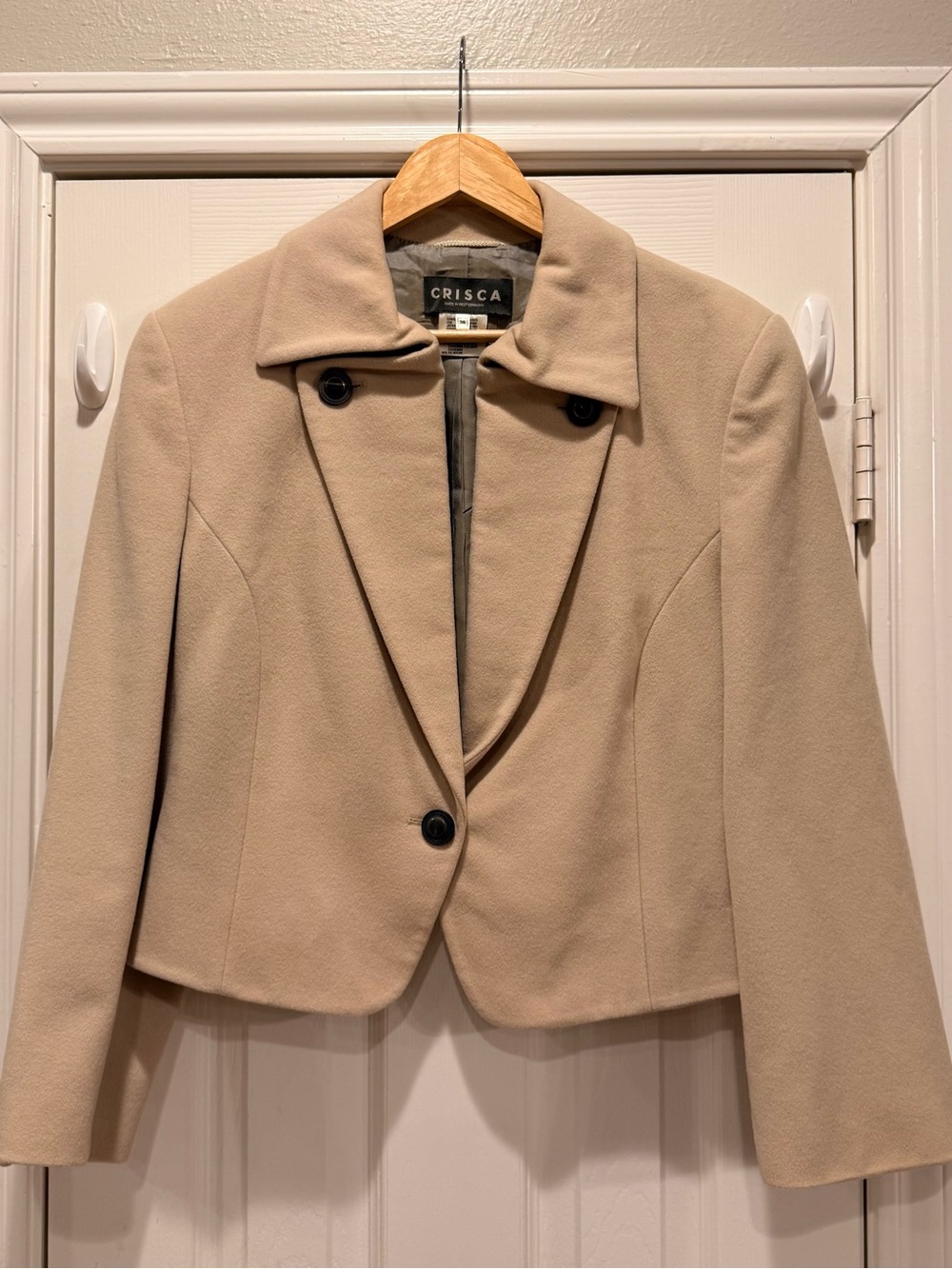 VTG Escada CRISCA Beige Cropped Blazer Academia Quiet Luxury Tailored Jacket 36
